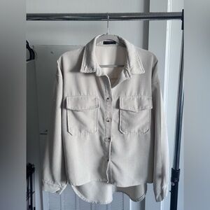 SHEIN Light Beige Corduroy Utility Jacket